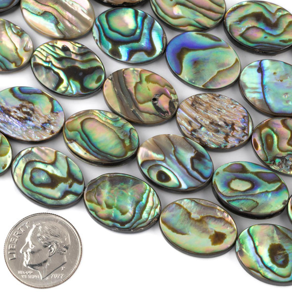 Cherry Tree Beads Abalone Paua Shell 13x18mm Oval Beads - 8 inch strand 