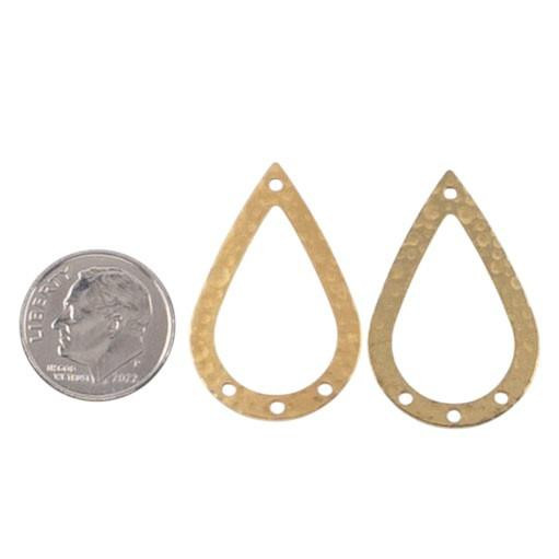 Cherry Tree Beads Brass 24x30mm Hammered Open Teardrop Pendant - 6 per bag 