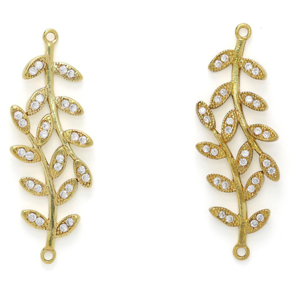 Cherry Tree Beads Brass 11.7x33.5mm Branch Links with Clear Cubic Zirconia Crystals - 2 per bag  Cherry Tree Beads Brass 11.7x33.5mm Branch Links with Clear Cubic Zirconia Crystals - 2 per bag