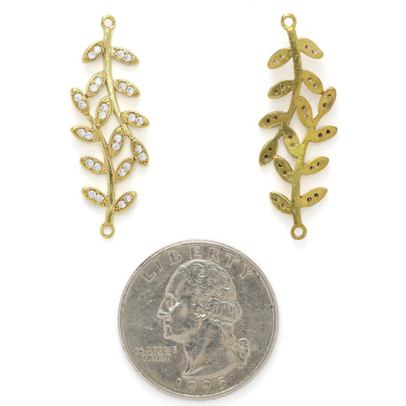 Cherry Tree Beads Brass 11.7x33.5mm Branch Links with Clear Cubic Zirconia Crystals - 2 per bag  Cherry Tree Beads Brass 11.7x33.5mm Branch Links with Clear Cubic Zirconia Crystals - 2 per bag
