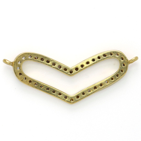 Brass 10.5x27mm Heart Pendant with Clear Cubic Zirconia Crystals - 1 per bag