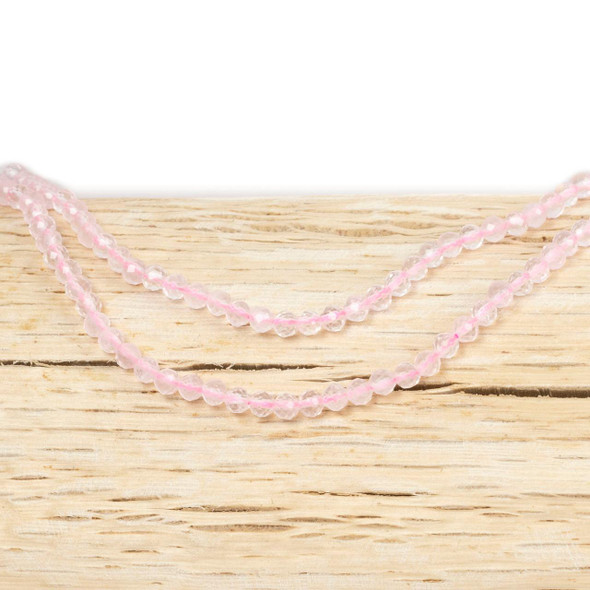 Cherry Tree Beads BOGO Rose Quartz 3mm Faceted Round Beads - 15 inch strand 