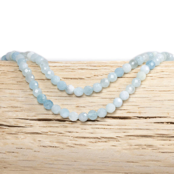 Cherry Tree Beads BOGO Aquamarine 4mm Faceted Round Beads - 15 inch strand 