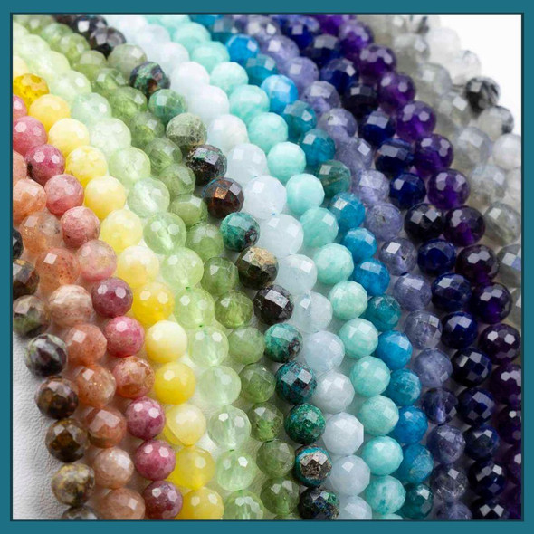 Cherry Tree Beads Gemstone Grade A 6mm Faceted Round Beads - 8 inch strand 