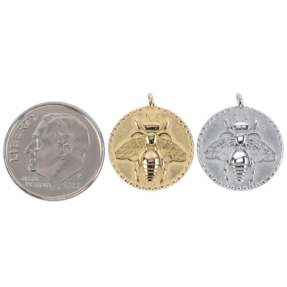 Cherry Tree Beads 304 Stainless Steel 15x16mm Flying Insect Coin Charms - 2 per bag 