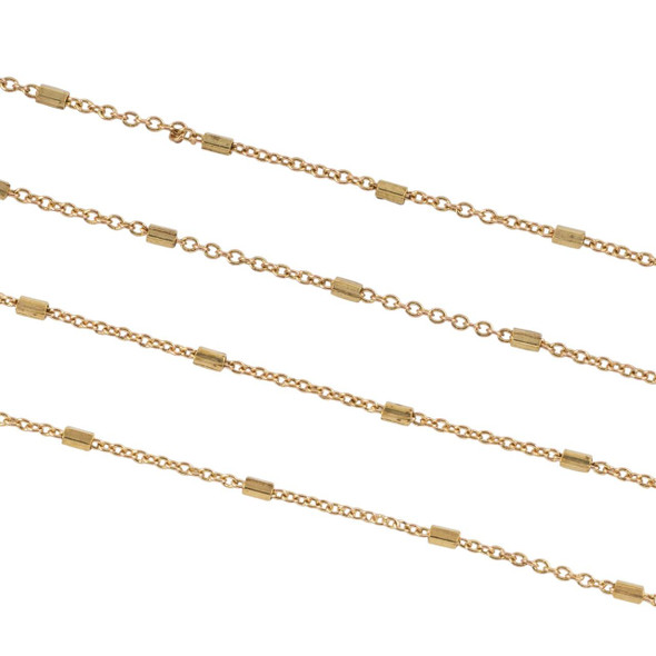 Cherry Tree Beads Brass Satellite Chain with 1mm Links and 1x2.5mm Bars - 2 meter  Cherry Tree Beads Brass Satellite Chain with 1mm Links and 1x2.5mm Bars - 2 meter