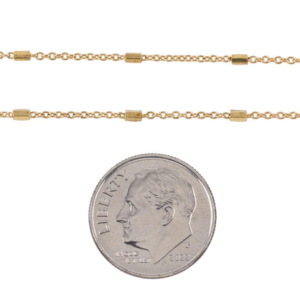 Cherry Tree Beads Brass Satellite Chain with 1mm Links and 1x2.5mm Bars - 2 meter  Cherry Tree Beads Brass Satellite Chain with 1mm Links and 1x2.5mm Bars - 2 meter