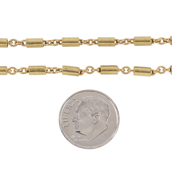 Cherry Tree Beads Brass Chain with 3x6mm Tube and Links - 2 meter  Cherry Tree Beads Brass Chain with 3x6mm Tube and Links - 2 meter