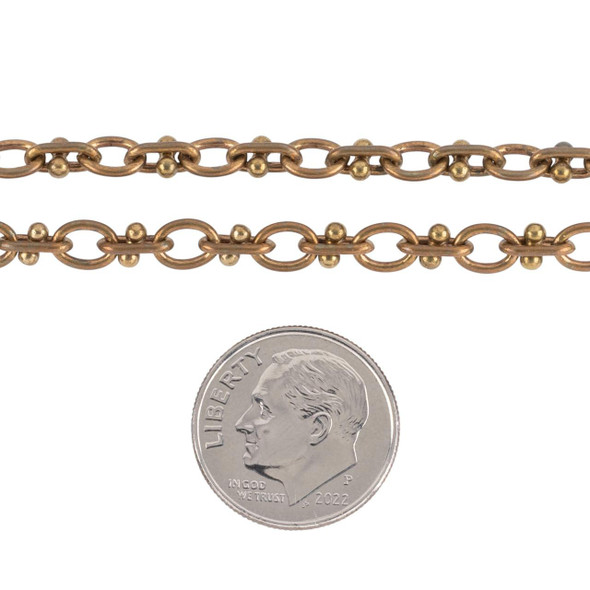 Cherry Tree Beads Brass Chain Oval Chain with 4x6mm Oval Links with Barbell- 1 meter  Cherry Tree Beads Brass Chain Oval Chain with 4x6mm Oval Links with Barbell- 1 meter