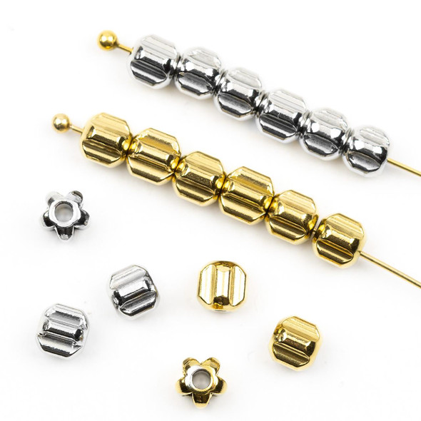 Cherry Tree Beads 304 Stainless Steel 5mm Ridged Tube Spacer Beads 