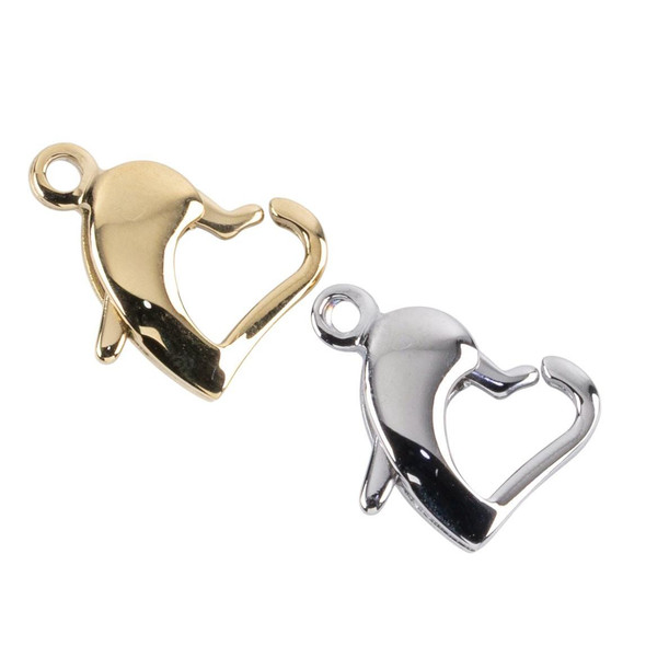 Cherry Tree Beads 304 Stainless Steel 10x12mm Heart Lobster Clasp - 2 per bag 