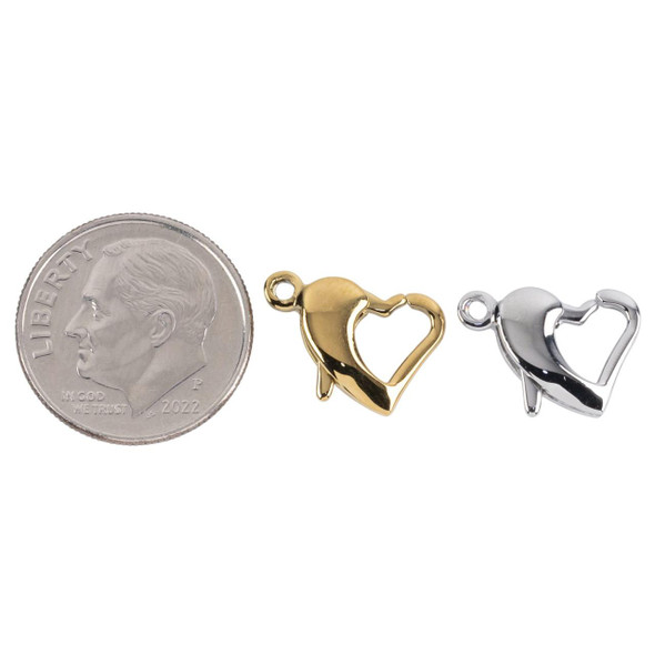 Cherry Tree Beads 304 Stainless Steel 10x12mm Heart Lobster Clasp - 2 per bag 