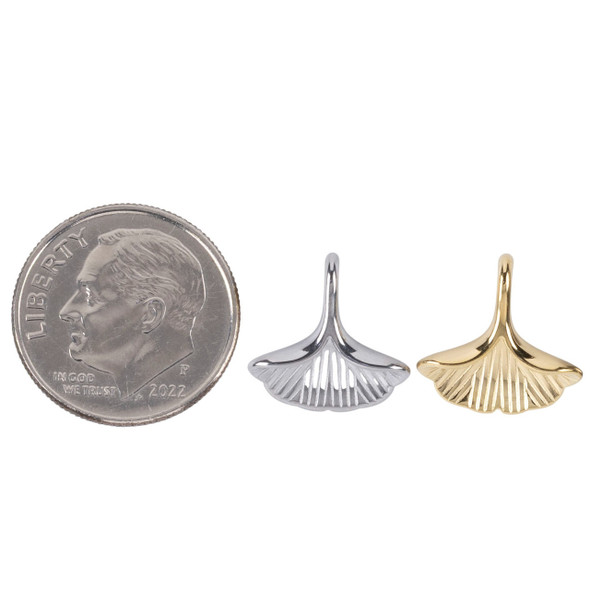 304 Stainless Steel 12x13mm Ginkgo Leaf Charms - 2 per bag