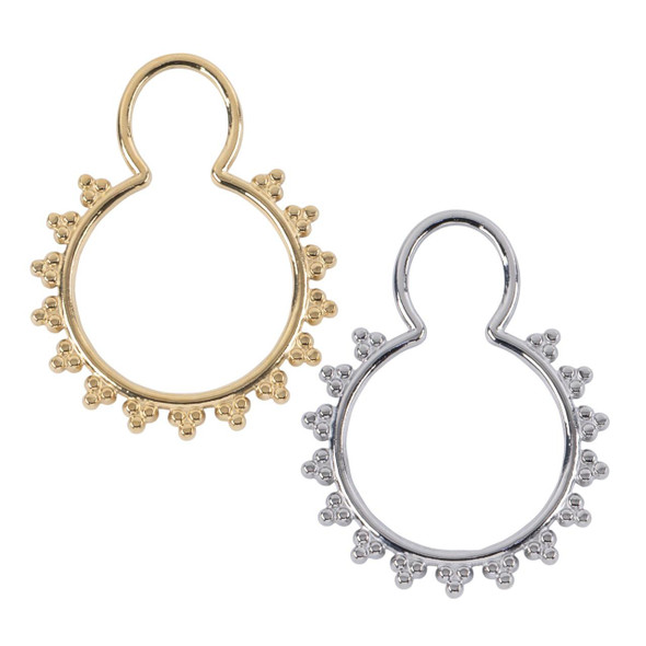 Cherry Tree Beads 304 Stainless Steel 25x32mm Beaded Edge Chandelier Hoop Pendants - 2 per bag 