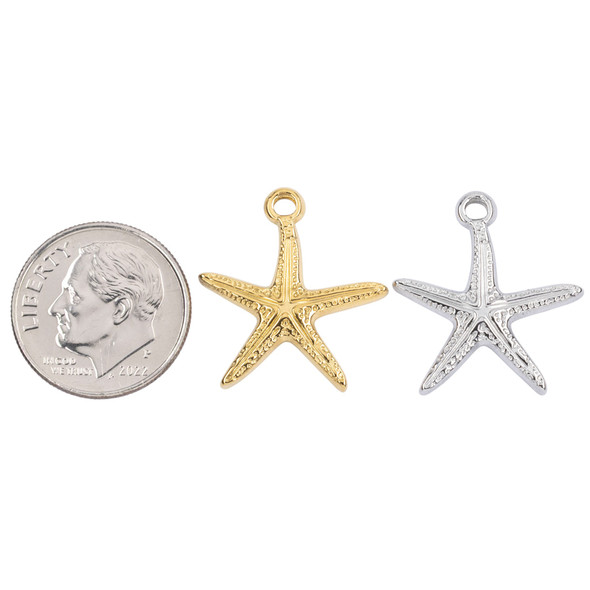 316 Stainless Steel 19x20.5 Starfish Charms - 2 per bag