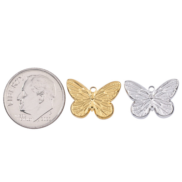 316 Stainless Steel 11x15.5 Butterfly Charms - 2 per bag