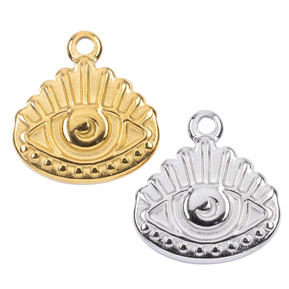 Cherry Tree Beads 316 Stainless Steel 14.5x15.5 Evil Eye Charms - 2 per bag 