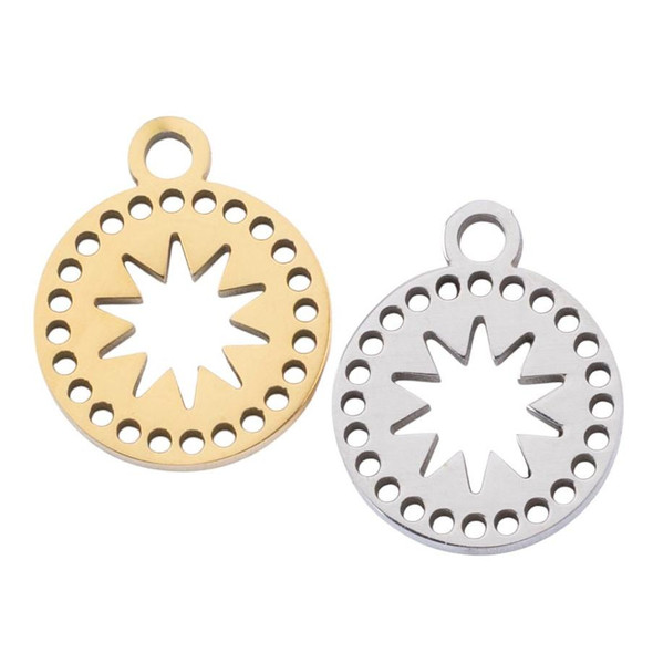 Cherry Tree Beads 316 Stainless Steel 9.5mm Star Cutout Coin Charms - 2 per bag 