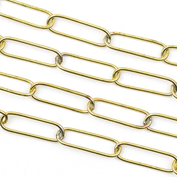 Brass 6x19mm Paperclip Chain - 1 meter