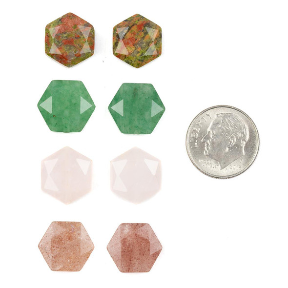 Cherry Tree Beads Natural Gemstone 12mm Faceted Hexagonal Beads - 2 per bag  Cherry Tree Beads Natural Gemstone 12mm Faceted Hexagonal Beads - 2 per bag