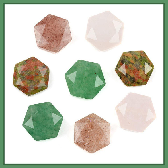 Cherry Tree Beads Natural Gemstone 12mm Faceted Hexagonal Beads - 2 per bag  Cherry Tree Beads Natural Gemstone 12mm Faceted Hexagonal Beads - 2 per bag