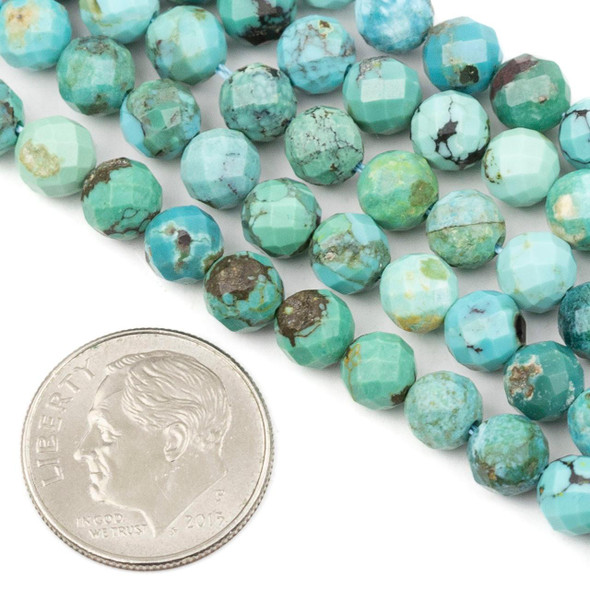 Cherry Tree Beads Natural Turquoise Grade A 5.8mm Faceted Round Beads - 15 inch strand 