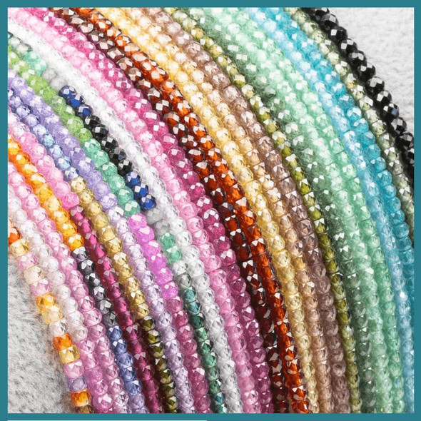 Cherry Tree Beads Cubic Zirconia 2x3mm Faceted Rondelle Beads - 15 inch strand 