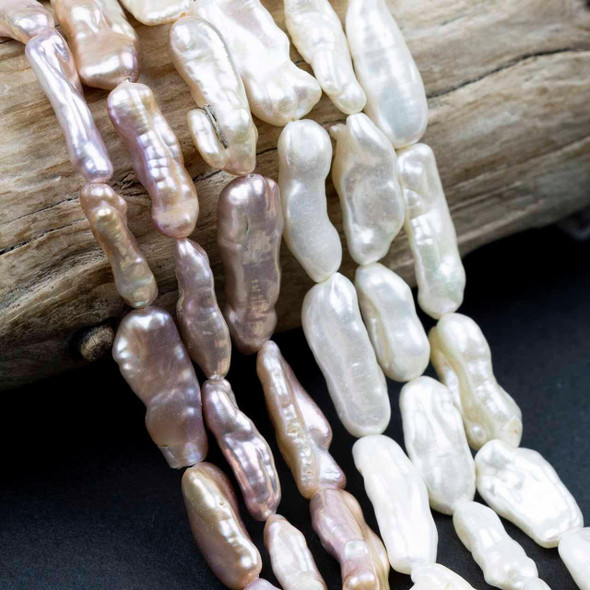 Cherry Tree Beads Freshwater Pearl 8x21mm Biwa Stick Beads - 8 inch strand 