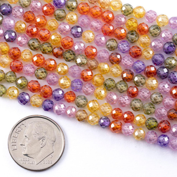 Cherry Tree Beads Cubic Zirconia 4mm Faceted Round Beads - 15 inch strand 