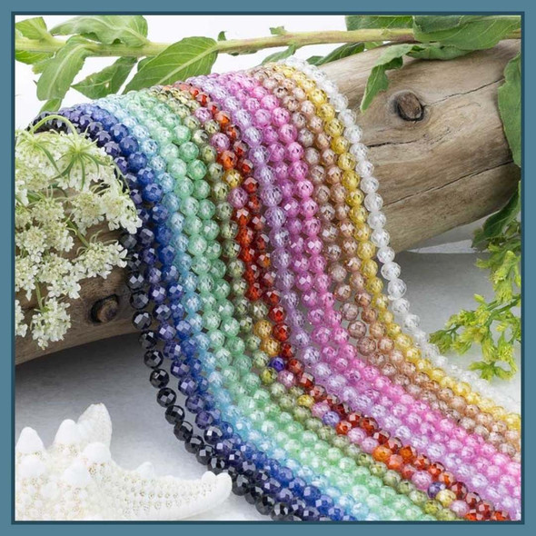 Cherry Tree Beads Cubic Zirconia 4mm Faceted Round Beads - 15 inch strand