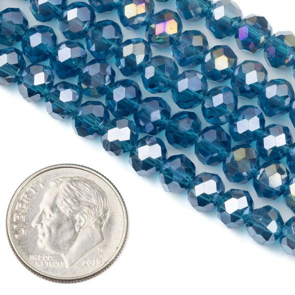 Cherry Tree Beads Crystal 4.5x6mm Peacock Blue Faceted Rondelle Beads with AB finish - 15 inch strand 
