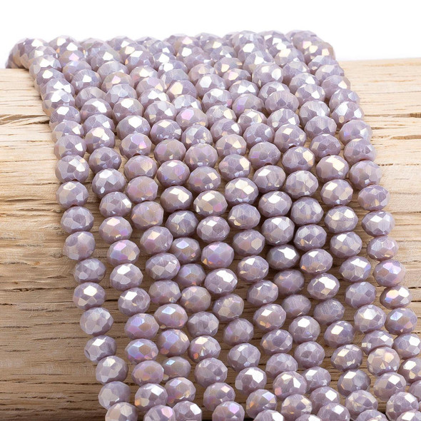 Cherry Tree Beads Crystal 5x6mm Opaque Lavender Purple Faceted Rondelle Beads with AB finish - 15 inch strand 