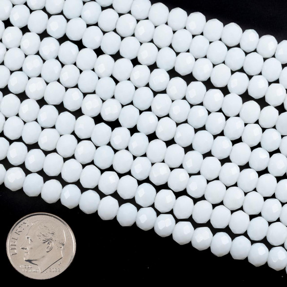 Cherry Tree Beads Crystal 5x6mm Opaque White Faceted Rondelle Beads - 16 inch strand 