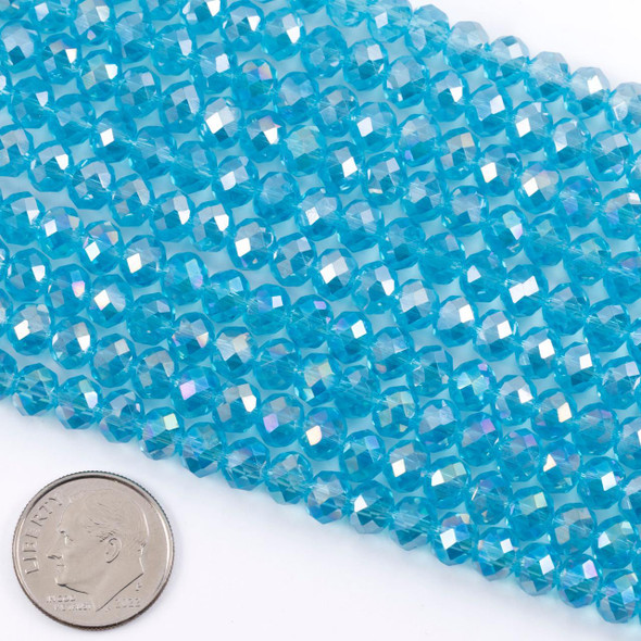 Cherry Tree Beads Crystal 5x6mm Aqua Blue Faceted Rondelle Beads with AB finish - 16 inch strand 