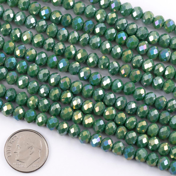 Cherry Tree Beads Crystal 5x6mm Paradise Green Faceted Rondelle Beads with AB finish - 16 inch strand 