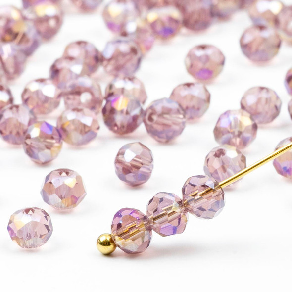 Cherry Tree Beads Crystal 3.5x4.5mm Heather Purple Faceted Rondelle Beads with AB finish - 16 inch strand 