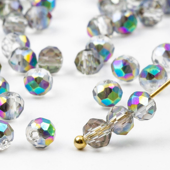 Cherry Tree Beads Crystal 3.5x4.5mm Rainbow Kissed Smoke Gray Faceted Rondelle Beads - 16 inch strand 