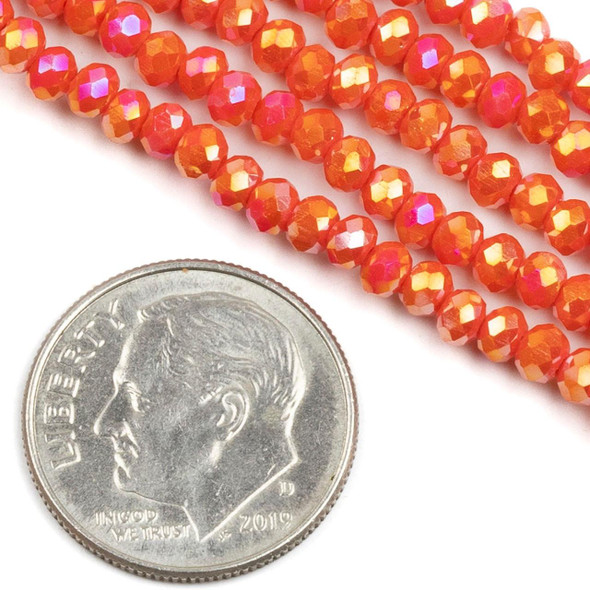 Cherry Tree Beads Crystal 2.5x3mm Opaque Tangerine Faceted Rondelle Beads with AB finish - 15 inch strand 