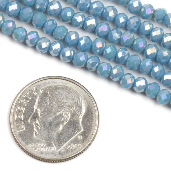 Cherry Tree Beads Crystal 2.7x3.5mm Opaque Dark Frost Blue Faceted Rondelle Beads with AB finish - 15 inch strand 