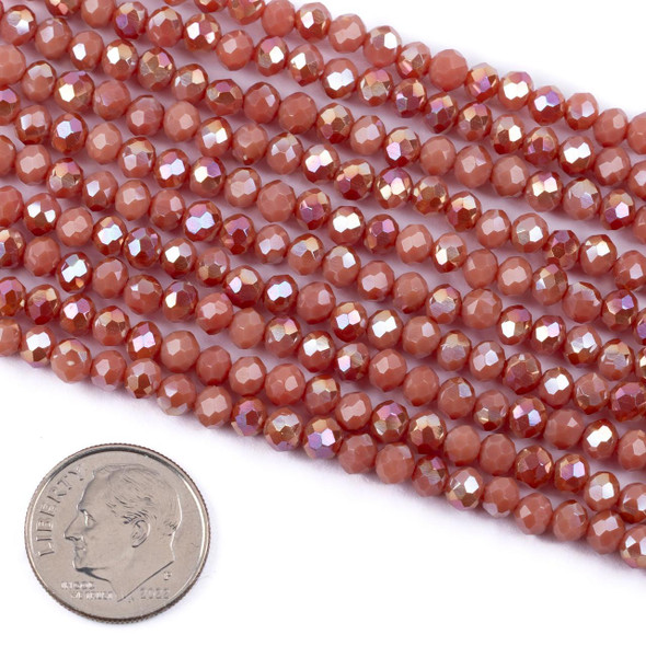 Cherry Tree Beads Crystal 3.5x4.5mm Opaque Desert Rose Faceted Rondelle Beads with AB finish - 15.5 inch strand 