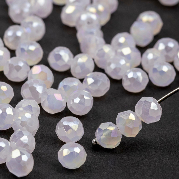 Cherry Tree Beads Crystal 5x6mm Opaque Pastel Pink Faceted Rondelle Beads with AB finish - 16 inch strand 