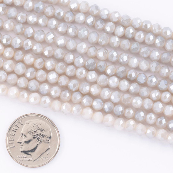 Cherry Tree Beads Crystal 3.5x4mm Opaque Wool Gray Faceted Rondelle Beads - 15 inch strand 