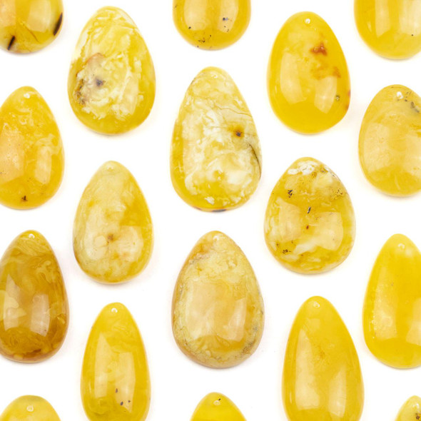 Cherry Tree Beads Amber approx. 21x29-23x29mm Top Front to Back Drilled Teardrop Pendant with a Flat Back - 1 per bag 