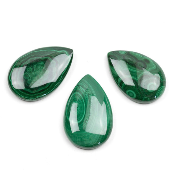 Cherry Tree Beads Malachite approx. 16x24-20x32mm Cabochon with a Flat Back - 1 per bag 