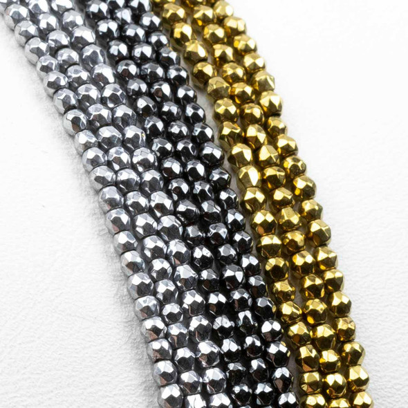 Cherry Tree Beads Hematite 2mm Faceted Round Beads - 15.5 inch strand 