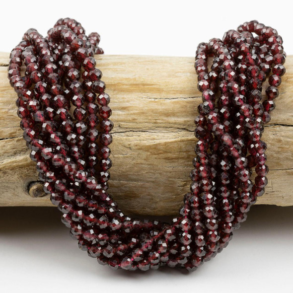 Cherry Tree Beads Red Garnet 4mm Faceted Round Beads - 15 inch strand 