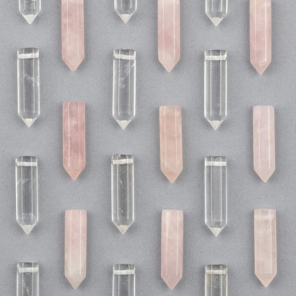 Cherry Tree Beads Quartz 7.5x30mm Flat Top, Top Drilled Single Terminated Hexagonal Point Pendant - 1 per bag 