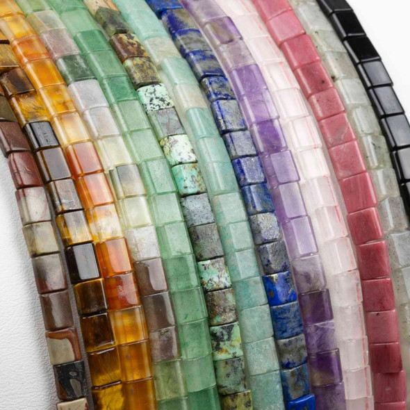 Cherry Tree Beads Gemstone 5x5mm Double Drilled Square Beads - 15 inch strand 