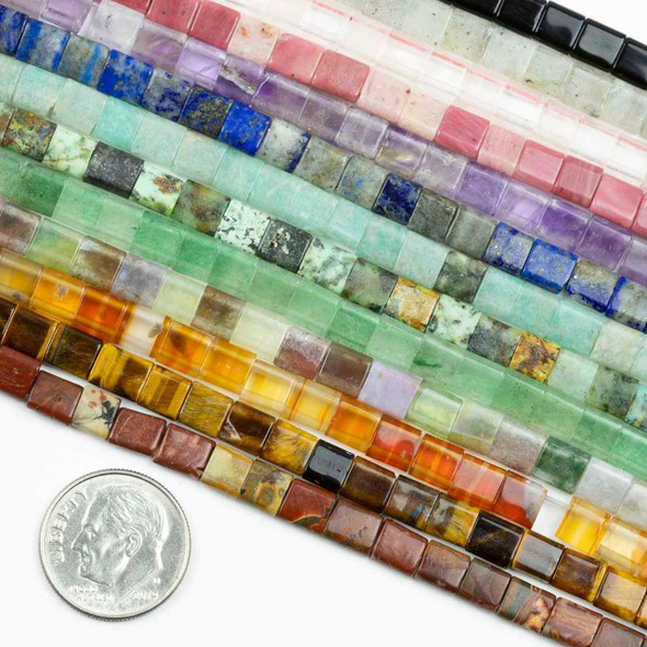 Cherry Tree Beads Gemstone 5x5mm Double Drilled Square Beads - 15 inch strand 