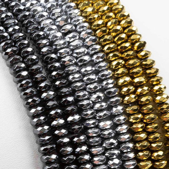 Cherry Tree Beads Hematite 3x6mm Faceted Rondelle Beads - 15.5 inch strand 